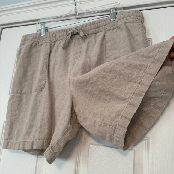 EUC Garnet Hill Coastal Linen Shorts Sand XL - Picture 6 of 8